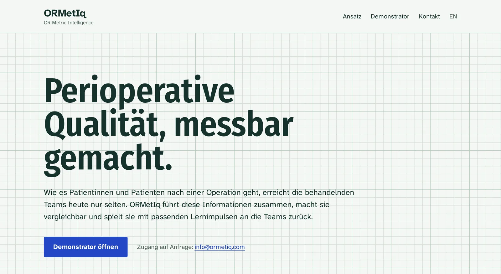 Startseite von ORMetIq: Perioperative Qualität, messbar gemacht.